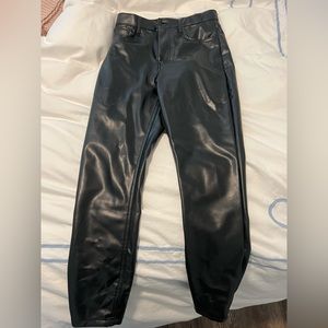 Skinny High Rise Vegan Black Leather Jeans